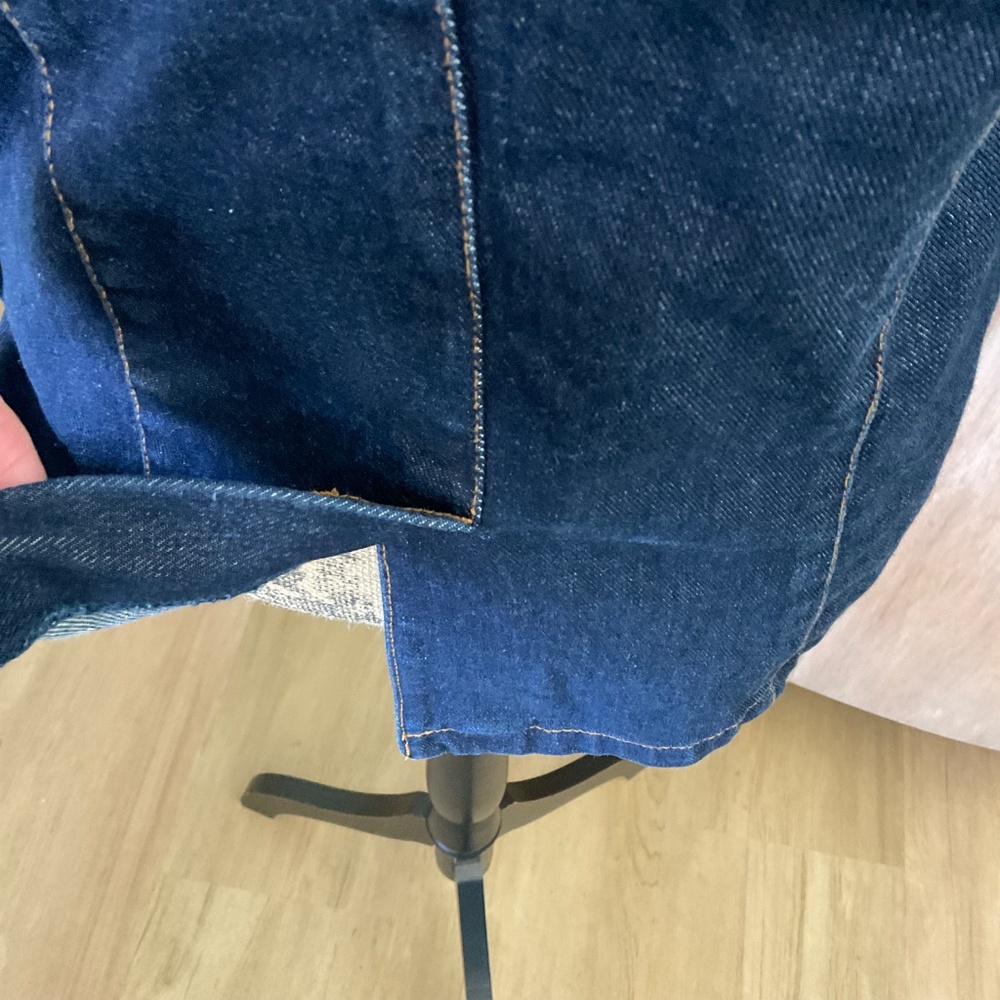 Y2K Denim Blazer dark wash seamed fitted western modern concert career academia - Picture 12 of 15
